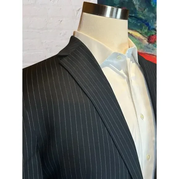 Ralph Lauren LRL Mens 42L 40x30 Black Stripe 2 Piece Suit Note - Picture 5 of 16
